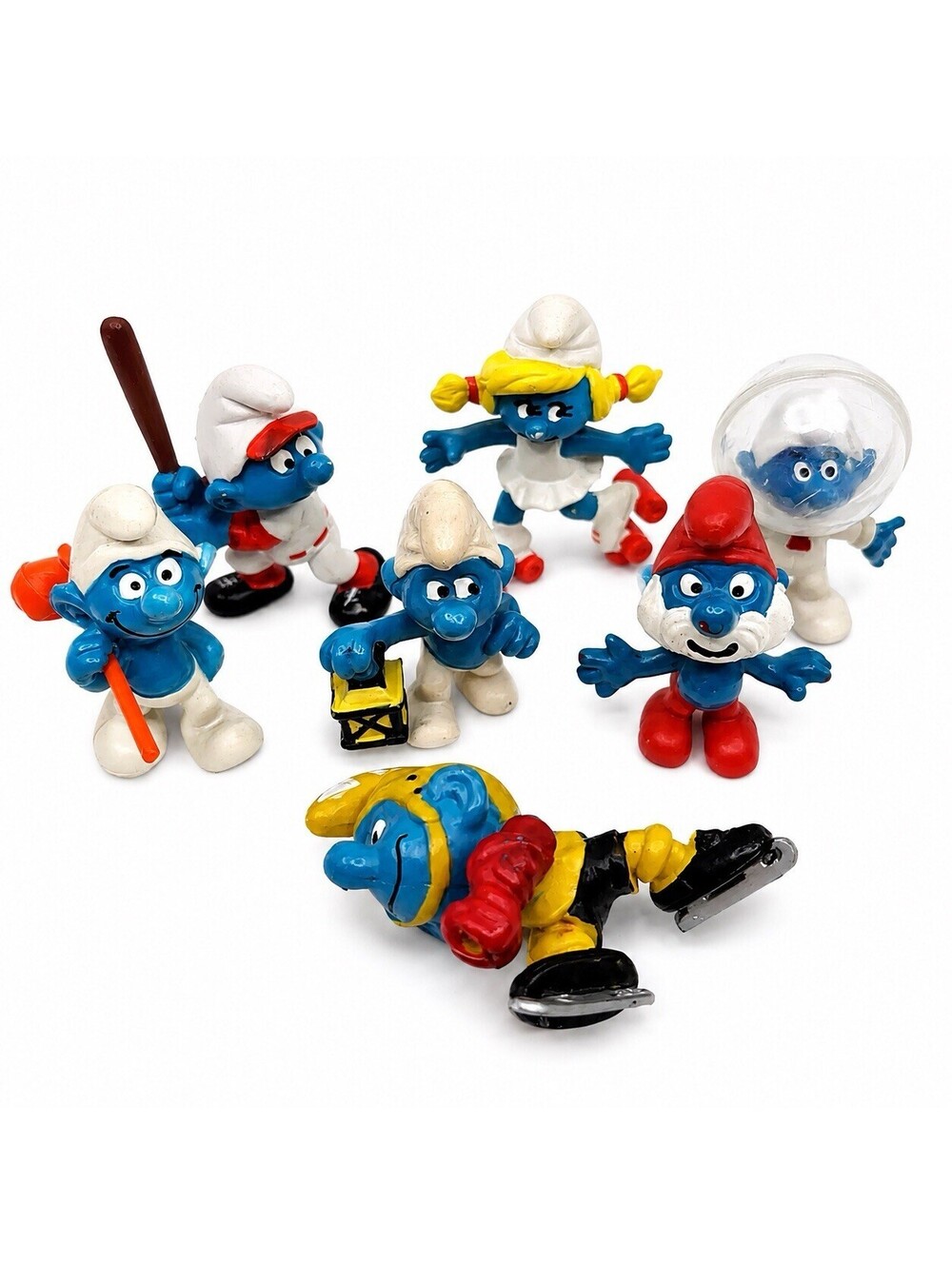 Vintage Smurfs Figures Lot of 7 Peyo Schleich 1970s 1980s Smurf Figurines